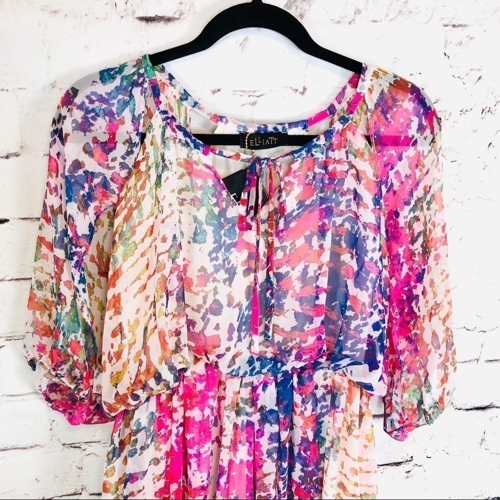 NEW Elliatt Multicolored Boho Peasant Midi Dress - Picture 7 of 7